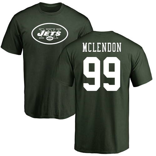 New York Jets Men Green Steve McLendon Name and Number Logo NFL Football #99 T Shirt->nfl t-shirts->Sports Accessory
